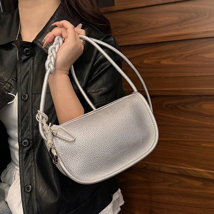 PU Solid Color One Shoulder Bag with Zipper Spring 2025 - Image 3
