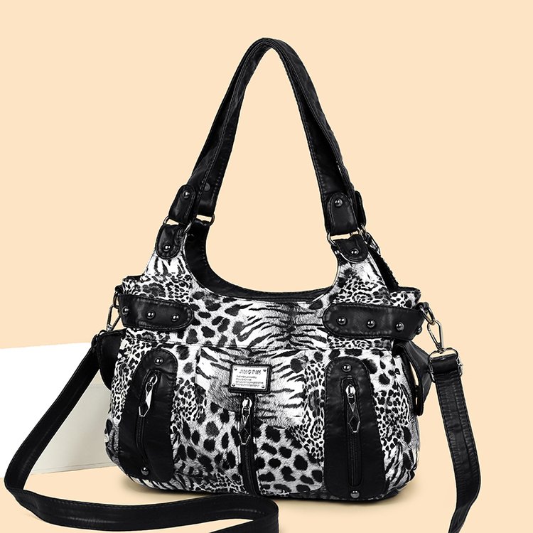 Women's Leopard Print Shoulder Crossbody Handbag with Zipper - Image 4