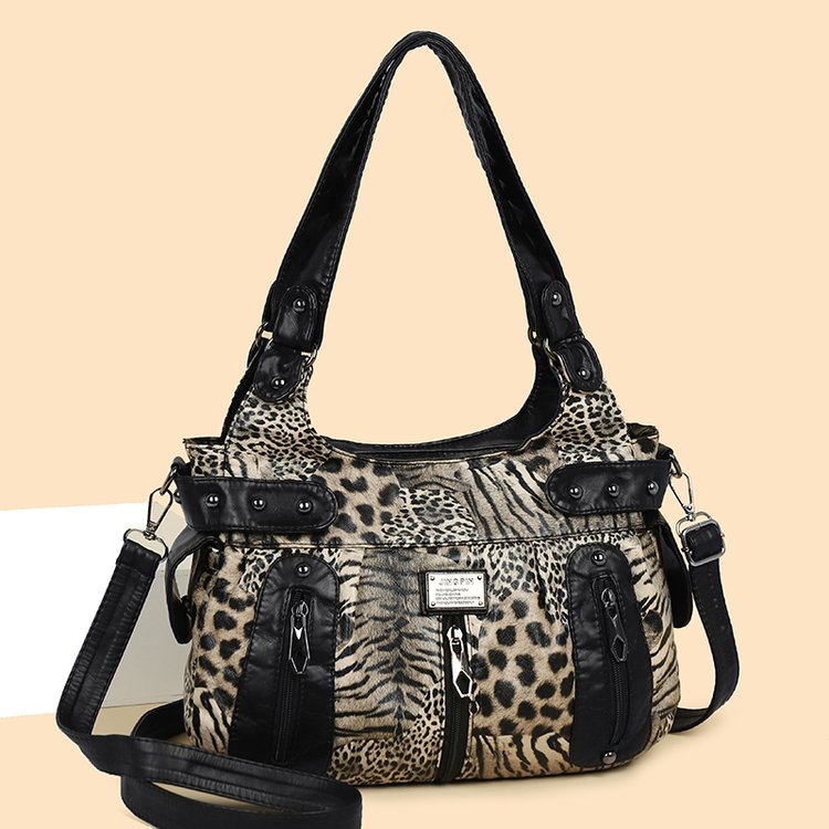 Women's Leopard Print Shoulder Crossbody Handbag with Zipper - Image 3