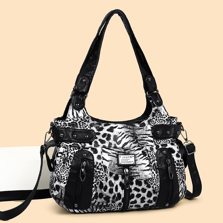 Women's Leopard Print Shoulder Crossbody Handbag with Zipper - Image 2