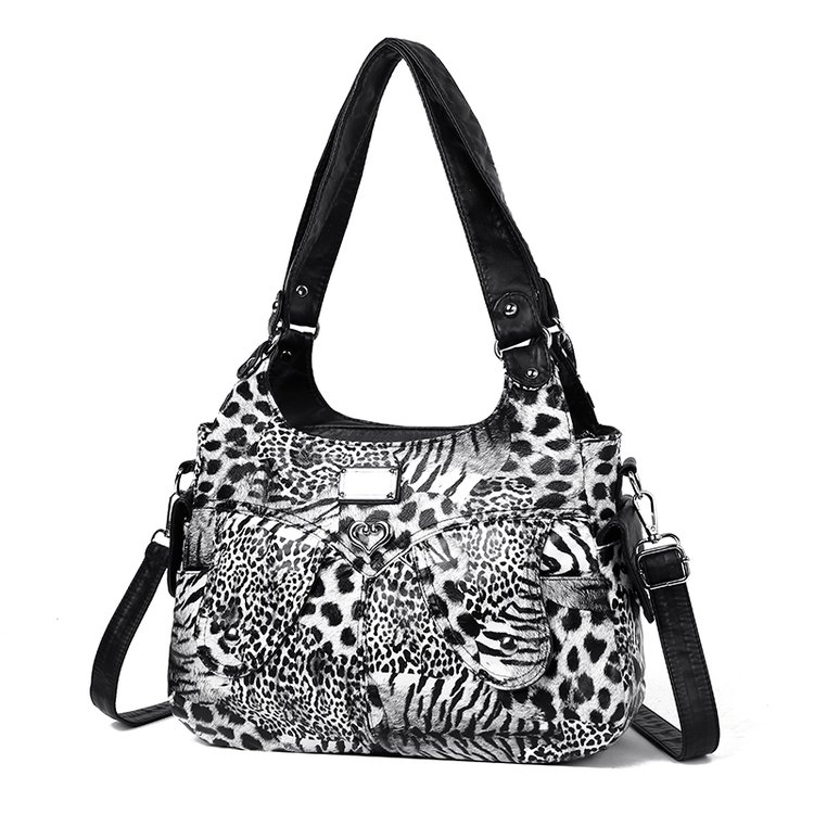 Leopard Print PU Shoulder Handbag Crossbody Bag with Magnetic Drawstring Closure - Image 2