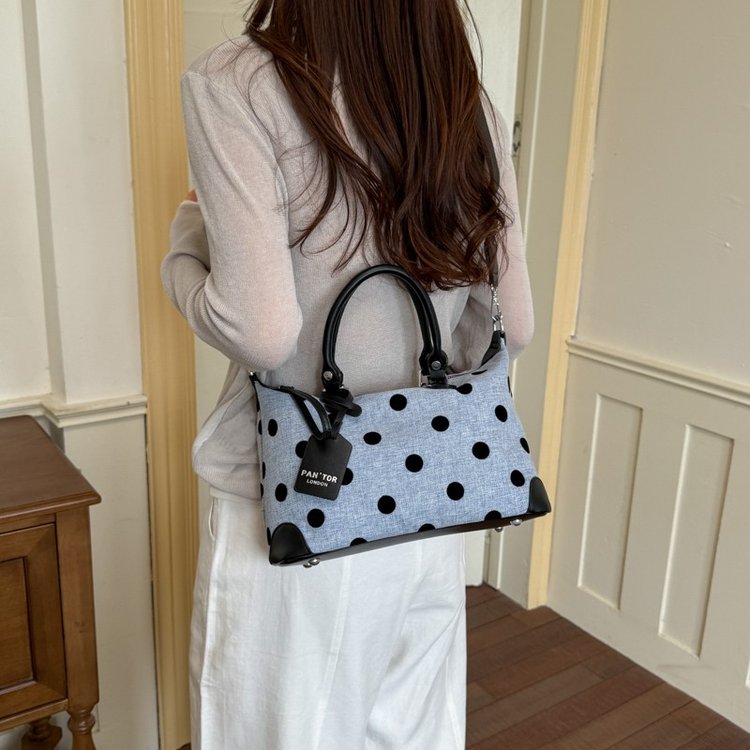 Women's Bowling Bag with Zipper Closure - Summer 2026 - One Size - Beige,Apricot,Blue - Image 3